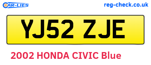 YJ52ZJE are the vehicle registration plates.