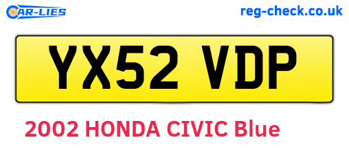 YX52VDP are the vehicle registration plates.