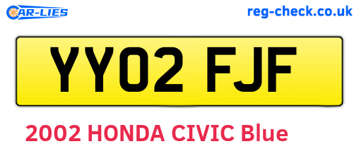 YY02FJF are the vehicle registration plates.