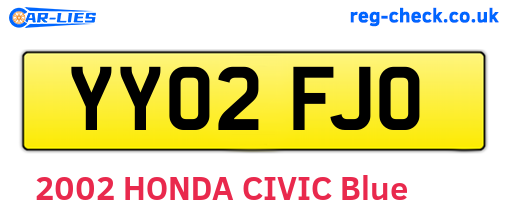 YY02FJO are the vehicle registration plates.