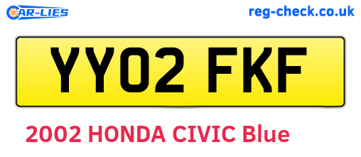 YY02FKF are the vehicle registration plates.