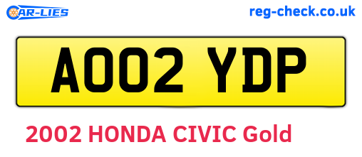 AO02YDP are the vehicle registration plates.