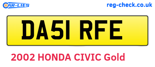 DA51RFE are the vehicle registration plates.