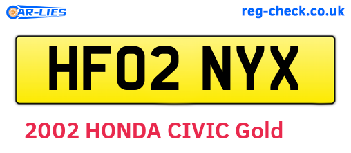 HF02NYX are the vehicle registration plates.