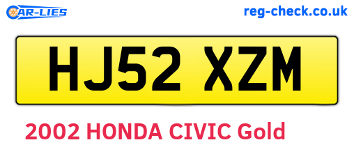 HJ52XZM are the vehicle registration plates.