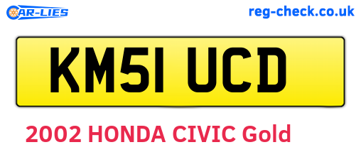 KM51UCD are the vehicle registration plates.