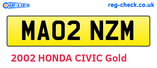 MA02NZM are the vehicle registration plates.