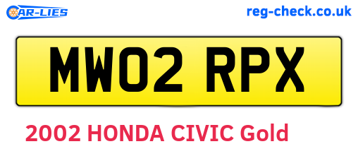 MW02RPX are the vehicle registration plates.