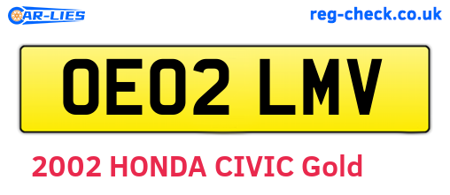 OE02LMV are the vehicle registration plates.