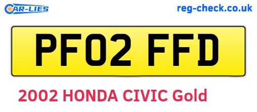 PF02FFD are the vehicle registration plates.