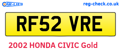 RF52VRE are the vehicle registration plates.