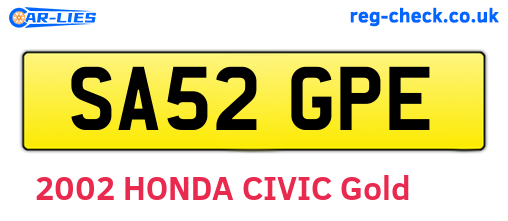 SA52GPE are the vehicle registration plates.