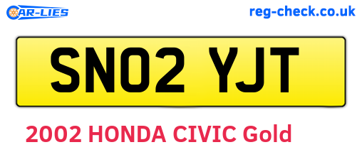 SN02YJT are the vehicle registration plates.