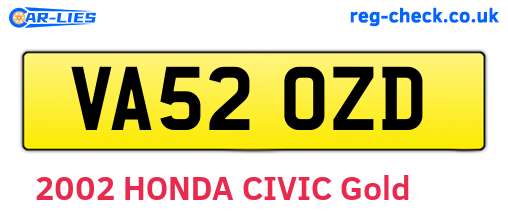 VA52OZD are the vehicle registration plates.