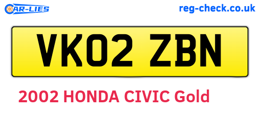 VK02ZBN are the vehicle registration plates.