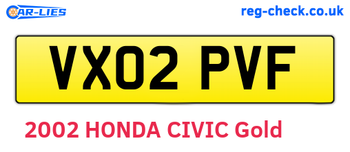 VX02PVF are the vehicle registration plates.