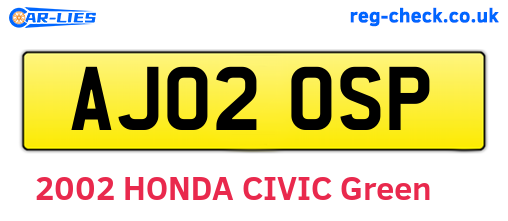 AJ02OSP are the vehicle registration plates.