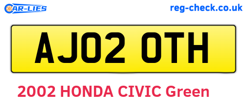 AJ02OTH are the vehicle registration plates.