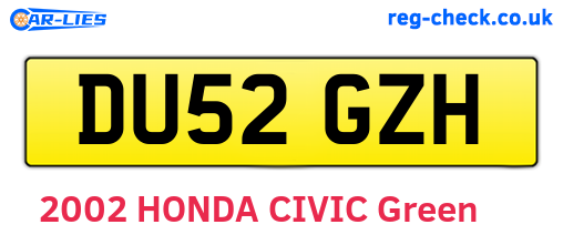 DU52GZH are the vehicle registration plates.