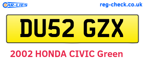 DU52GZX are the vehicle registration plates.