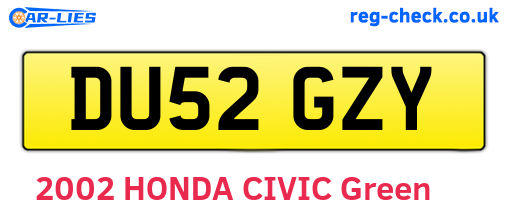 DU52GZY are the vehicle registration plates.