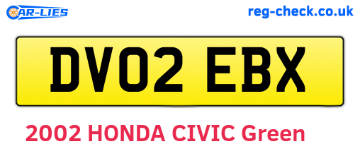 DV02EBX are the vehicle registration plates.