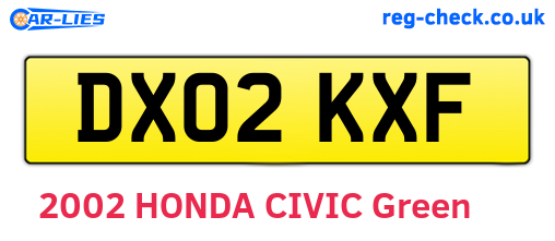 DX02KXF are the vehicle registration plates.