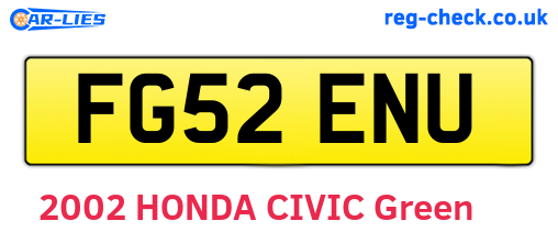 FG52ENU are the vehicle registration plates.