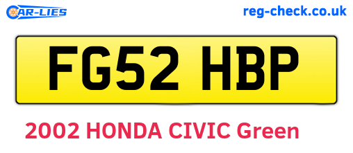 FG52HBP are the vehicle registration plates.