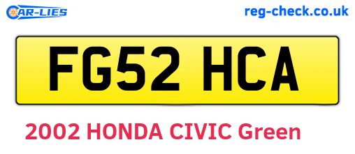 FG52HCA are the vehicle registration plates.
