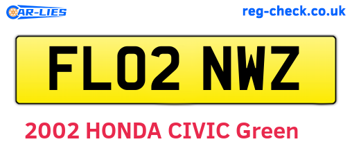 FL02NWZ are the vehicle registration plates.