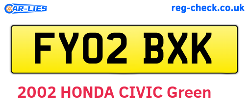 FY02BXK are the vehicle registration plates.