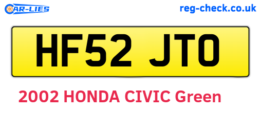 HF52JTO are the vehicle registration plates.
