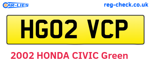 HG02VCP are the vehicle registration plates.