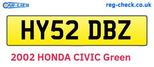 HY52DBZ are the vehicle registration plates.