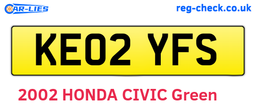 KE02YFS are the vehicle registration plates.