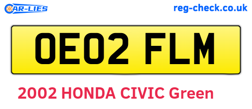 OE02FLM are the vehicle registration plates.