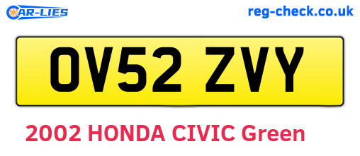 OV52ZVY are the vehicle registration plates.