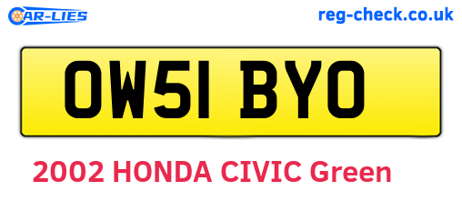 OW51BYO are the vehicle registration plates.