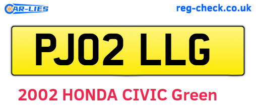 PJ02LLG are the vehicle registration plates.