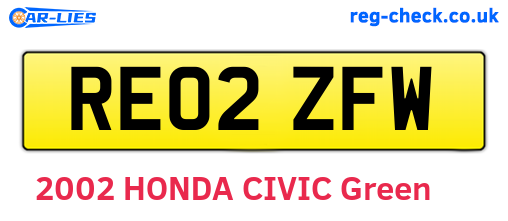 RE02ZFW are the vehicle registration plates.