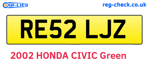 RE52LJZ are the vehicle registration plates.