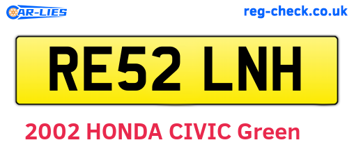RE52LNH are the vehicle registration plates.