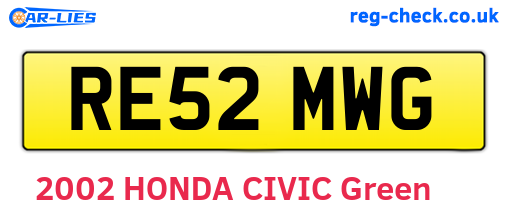 RE52MWG are the vehicle registration plates.