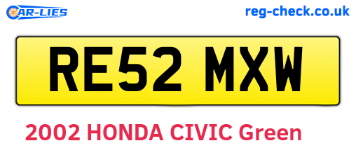 RE52MXW are the vehicle registration plates.