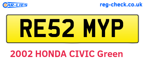 RE52MYP are the vehicle registration plates.