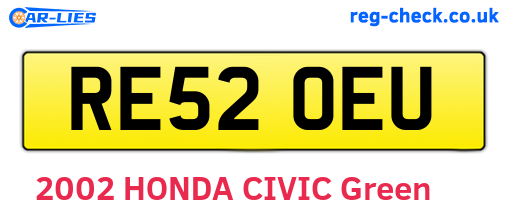 RE52OEU are the vehicle registration plates.