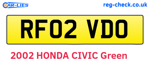 RF02VDO are the vehicle registration plates.