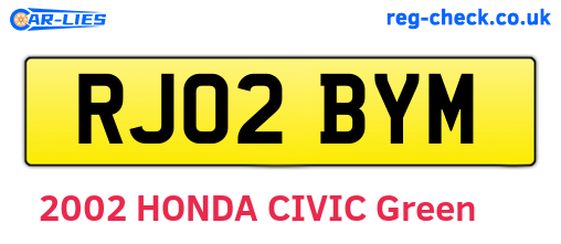 RJ02BYM are the vehicle registration plates.
