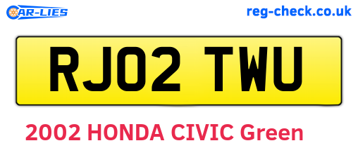 RJ02TWU are the vehicle registration plates.
